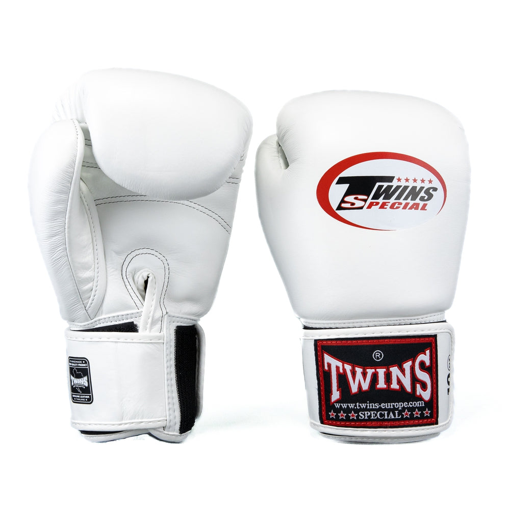 Gants de boxe Twins Special BG-N V2 blancs 10 oz pour Muay Thaï