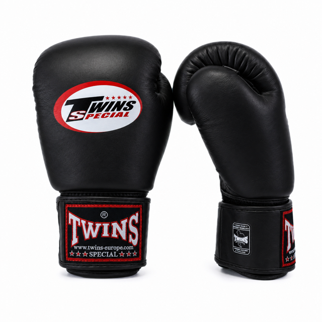 Gants de boxe Twins Special BG-N V2 noirs 10 oz pour Muay Thaï